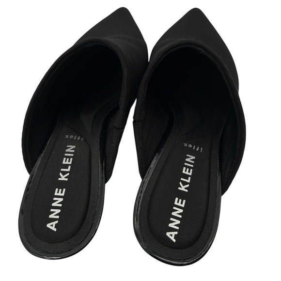 Anne Klein Akisabell Mule Heels 6.5M Black Stretch iFlex Kitten Heel NEW In Box - Picture 4 of 16